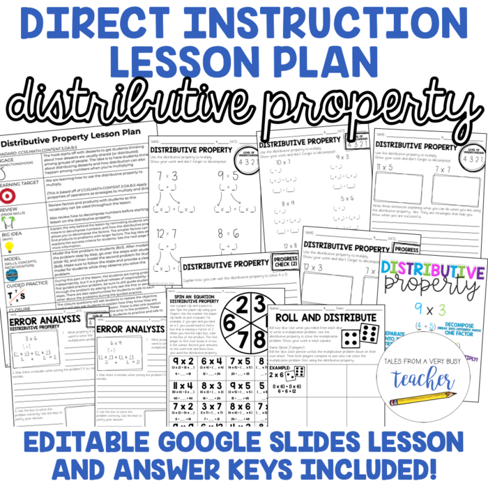 Direct Instruction Distributive Property Lesson Pack