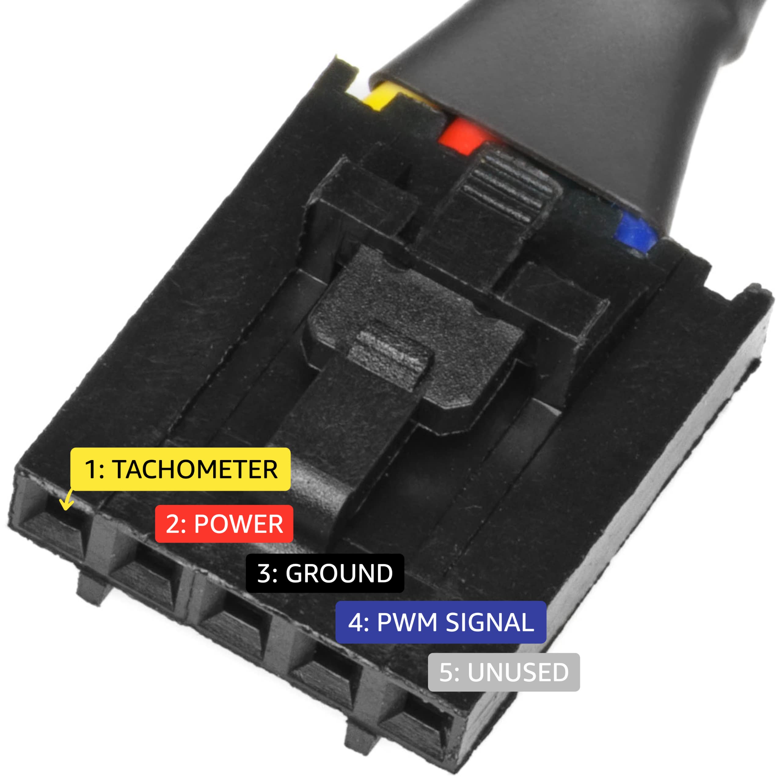 CRJ 5-Pin PWM PC Fan Adapter Cable for Dell Motherboards - 6-inch (15cm), Black Sleeved - Connect Standard 4-Pin Computer Fans to Dell Latching 5-Pin Fan Headers