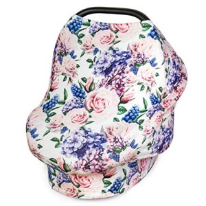 multi use nursing breastfeeding cover scarf-car seat canopy by busy monkey-shopping cart-high chair-stroller and carseat covers for boys and girls-infinity stretchy shawl-baby shower-floral