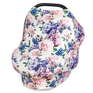 Multi Use Nursing Breastfeeding Cover Scarf-Car Seat Canopy by Busy Monkey-Shopping Cart-High Chair-Stroller and Carseat Covers for Boys and Girls-Infinity Stretchy Shawl-Baby Shower-Floral