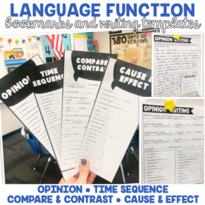 language frame bookmarks and writing template