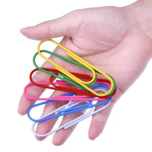 paper clips, 40 pack 4 inches mega large paper clips - 100mm extra large multicolored jumbo coated paperclips big sheet holder for office school document organizing
