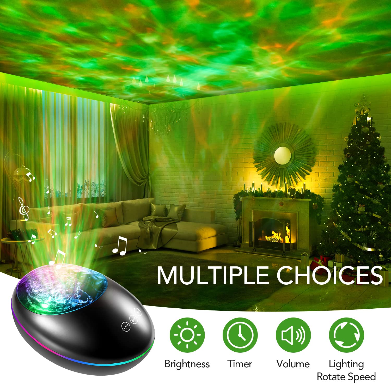 MUBAREK Galaxy Projector Skylight, 24 Light Modes Room Light Projector, White Noise Sky Light Projector, Bluetooth Speaker Room Projector Lights for Bedroom Decor Aesthetic, Remote Timer Galaxy Light