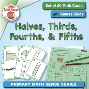 halves, thirds, fourths, and fifths: 40 math cards with games guide 2g15