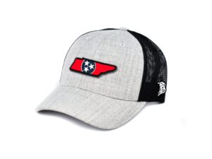 branded bills 'the 16 pvc' tennessee patch hat curved trucker - one size fits all (heather grey/black)