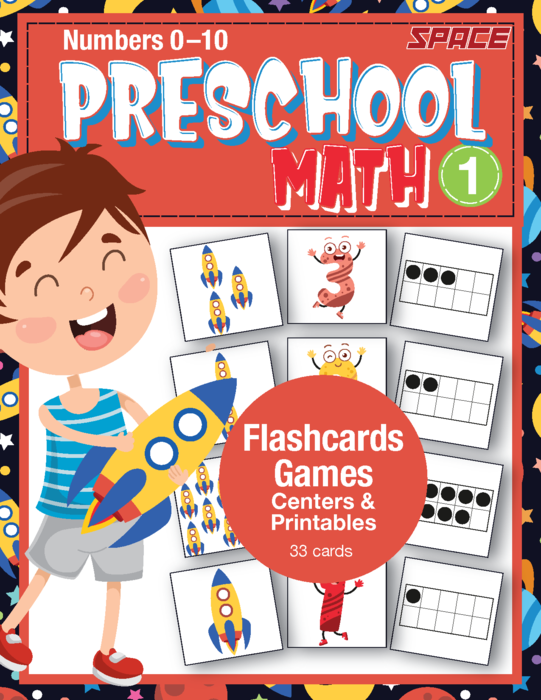 Flash Cards Preschool Math 1-10 Game | Home Learning and No Prep Morning Activities | Space Rocket Galaxy Theme