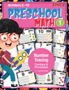 number tracing preschool math 1-10 printable worksheets | home learning and no prep morning | space rocket galaxy theme