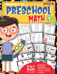 preschool math 1-10 child number trace | home learning packet and no prep morning activities bundle | space rocket galaxy theme
