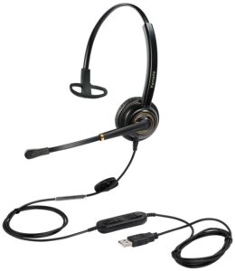 usb headset with microphone noise cancelling for pc, computer laptop headphone with mic in-line control for office softphones teams business skype zoom conference calls online course voice recognition