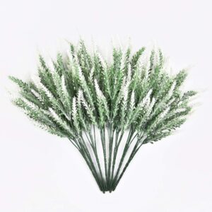 MARTINE MALL 8pcs Artificial Lavender Bouquet White Lavender Bundles Flocked Artificial Flowers Arrangements for Garden Office Wedding Bridle Home Kitchen Indoor Outdoor Decor