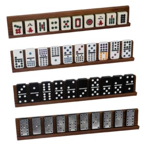 Bucher&Rossini Domino Set Double 6 - Classic 28 Pieces Double 6 in Brown Leather Case for Party Game Night, White