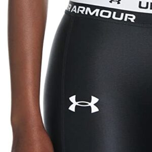 Under Armour Girls' HeatGear Armour Crop , Black (001)/White , Youth Medium