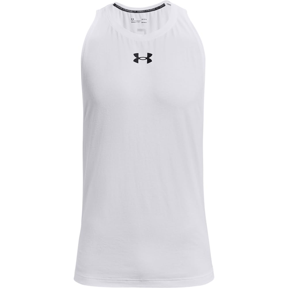 Under Armour Men's Baseline Cotton Tank , White (100)/Black, Medium