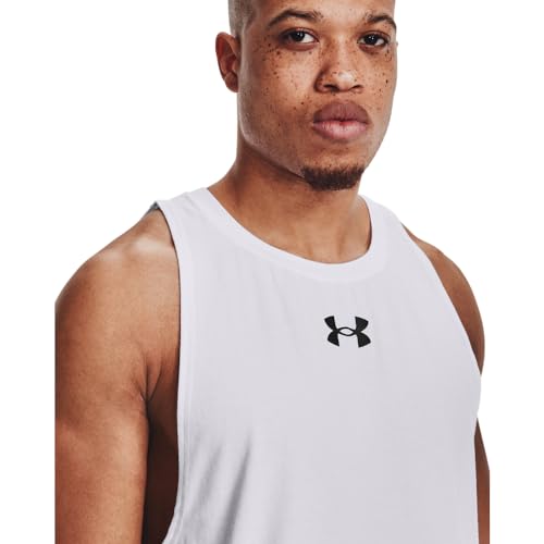 Under Armour Men's Baseline Cotton Tank , White (100)/Black, Medium