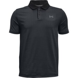 Under Armour Performance Stripe Polo, Black (001)/Pitch Gray, Youth X-Large