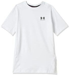 under armour boys heatgear armour short-sleeve t-shirt , white (100)/black , small