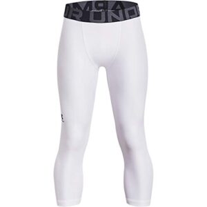 under armour boys heatgear armour 3/4 leggings , white (100)/black , x-small