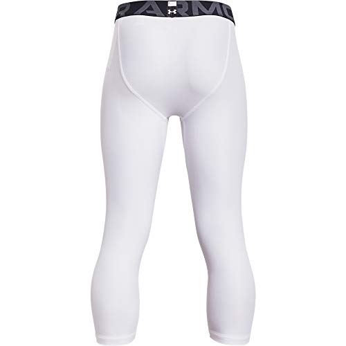 Under Armour Boys HeatGear Armour 3/4 Leggings , White (100)/Black , X-Small