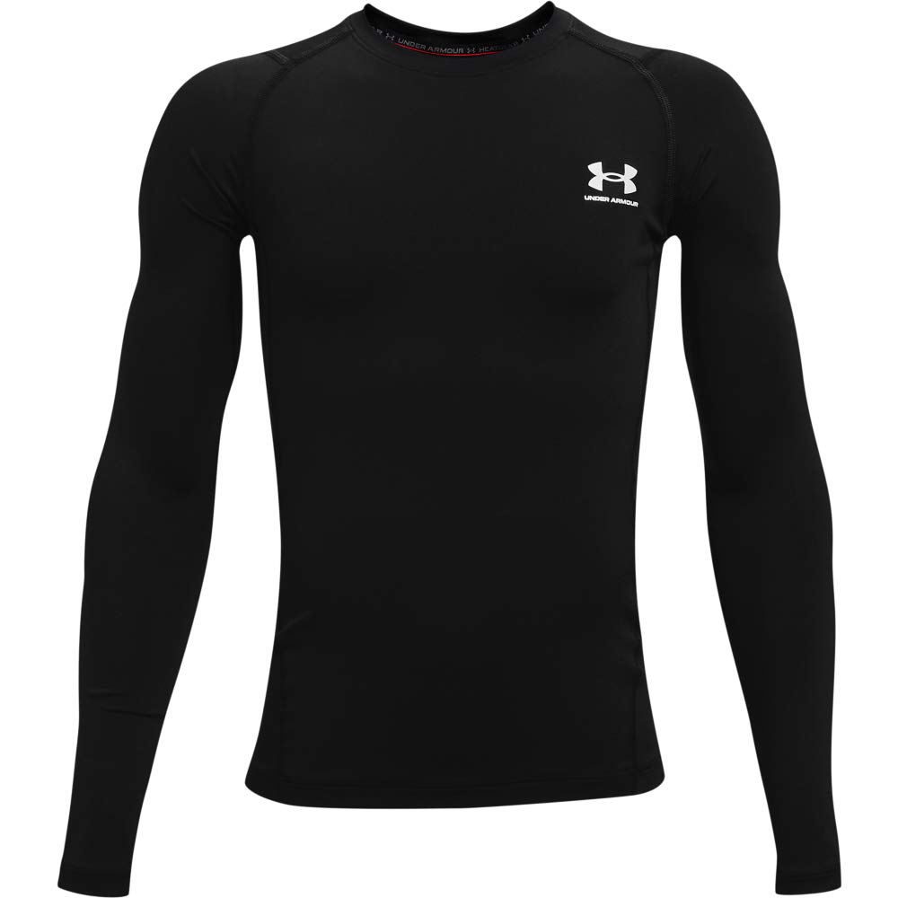 Under Armour Boys' HeatGear Armour Long-Sleeve T-Shirt , Black (001)/Pitch Gray , Medium