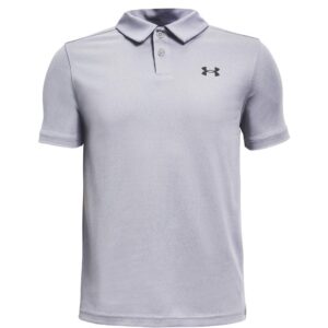 under armour boy's performance polo (big kids) mod gray light heather xs (7 big kids)