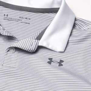 Under Armour Performance Stripe Polo, White (100)/Pitch Gray, Youth X-Small