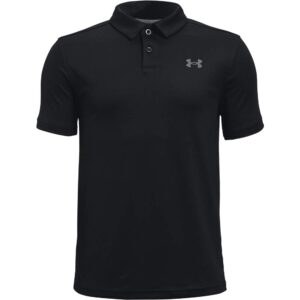 under armour boys performance golf polo , black (001)/pitch gray , youth large