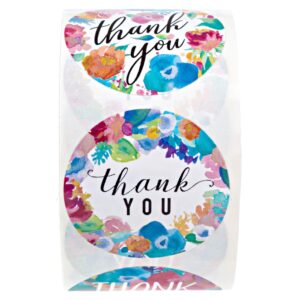 Bright Watercolor Floral Thank You Labels / 1.5” Sticker / 500 Vibrant Color Stickers for Business Or Personal Use