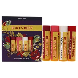 burt’s bees holiday gift, 4 lip balm stocking stuffer products, beeswax fruit set - pomegranate, sweet mandarin, coconut and pear & watermelon (old version)