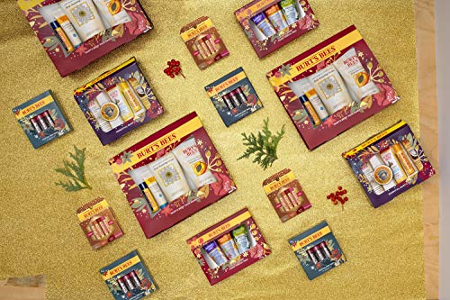 Burt's Bees Kissable Color Holiday Gift Set, 3 Lip Shimmers in Festive Gift Box, Warm Collection in Peony, Fig and Rhubarb