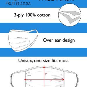 Fruit of the Loom Reusable Cotton Face Mask (Pack of 50 - White)