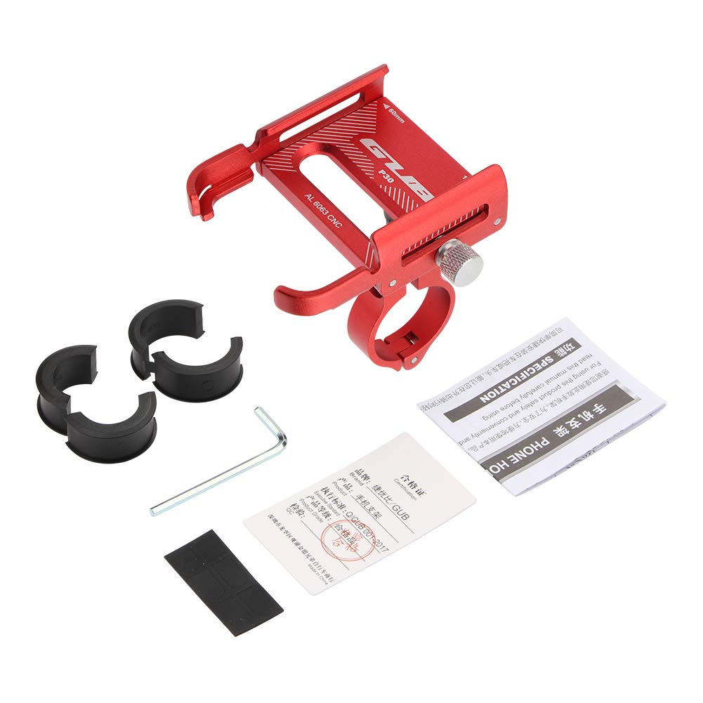 GUB P30 Aluminum Bike Phone Holder for 3.5" to 7.5" Device Bicycle Phone Stand Scooter Moto Mount Support Handlebar Clips (Red)