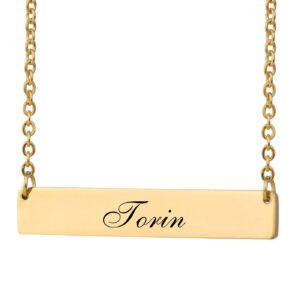 huan xun gold engraved bar necklace personalized torin name necklace custom date coordinates