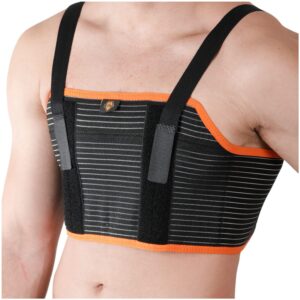 armor adult unisex chest support brace with 2 metal inserts to stabilize the thorax after open heart surgery, thoracic procedure, or fractures of the sternum or rib cage, black color, size xx-large, for men and women