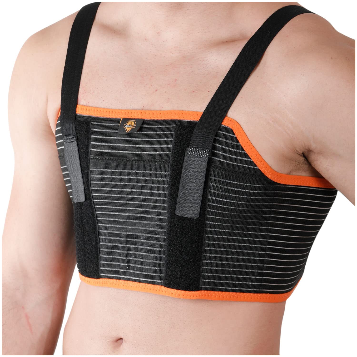 Armor Adult Unisex Chest Support Brace with 2 Metal Inserts to Stabilize the Thorax after Open Heart Surgery, Thoracic Procedure, or Fractures of the Sternum or Rib Cage, Black Color, Size XX-Large, for Men and Women