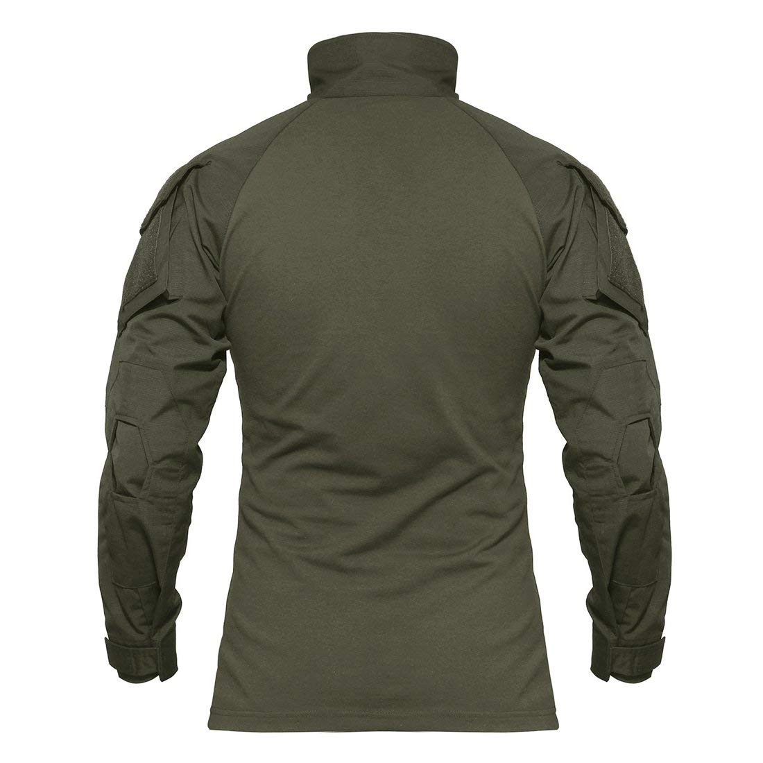 LiliChan Tactical Shirts for Men Long Sleeve Military Shirt Outdoor Shirt Tactical Combat Shirt with ZipperGreen, US L(fit Chest:36"-40")