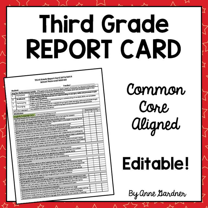 Third Grade Report Card Template for Standards Based Grading {Includes Versions for Both Word and Google Docs™}