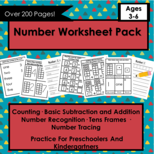 number tracing and number recognition worksheet pack