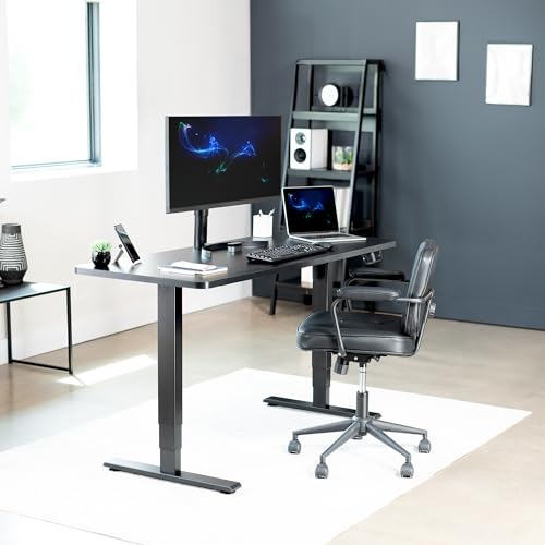 VIVO Electric Height Adjustable 60 x 24 inch Memory Stand Up Desk, Black Solid One-Piece Table Top, Black Frame, Touch Screen Preset Controller, 2E Series, DESK-KIT-2E6B