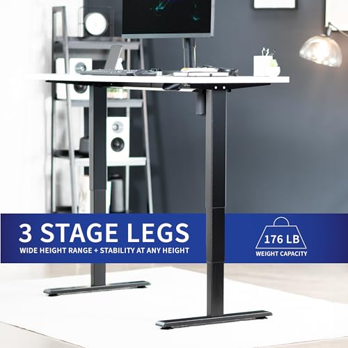 VIVO Electric Height Adjustable 60 x 24 inch Memory Stand Up Desk, Black Solid One-Piece Table Top, Black Frame, Touch Screen Preset Controller, 2E Series, DESK-KIT-2E6B