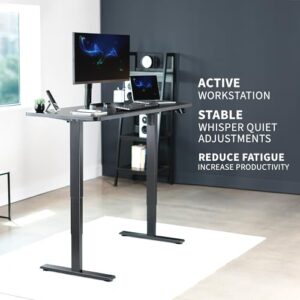 VIVO Electric Height Adjustable 60 x 24 inch Memory Stand Up Desk, Black Solid One-Piece Table Top, Black Frame, Touch Screen Preset Controller, 2E Series, DESK-KIT-2E6B