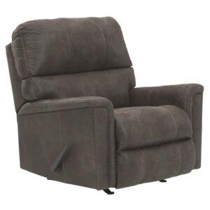 signature design by ashley navi traditional faux leather manual rocker recliner, gray