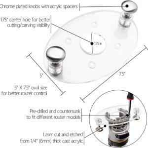 Dave's - Palm Router Acrylic Router Base Plate Compatible with Acrylic Router Base Plate For Bosch PR20E 1.0 HP (4 screw holes) MADE IN AMERICA