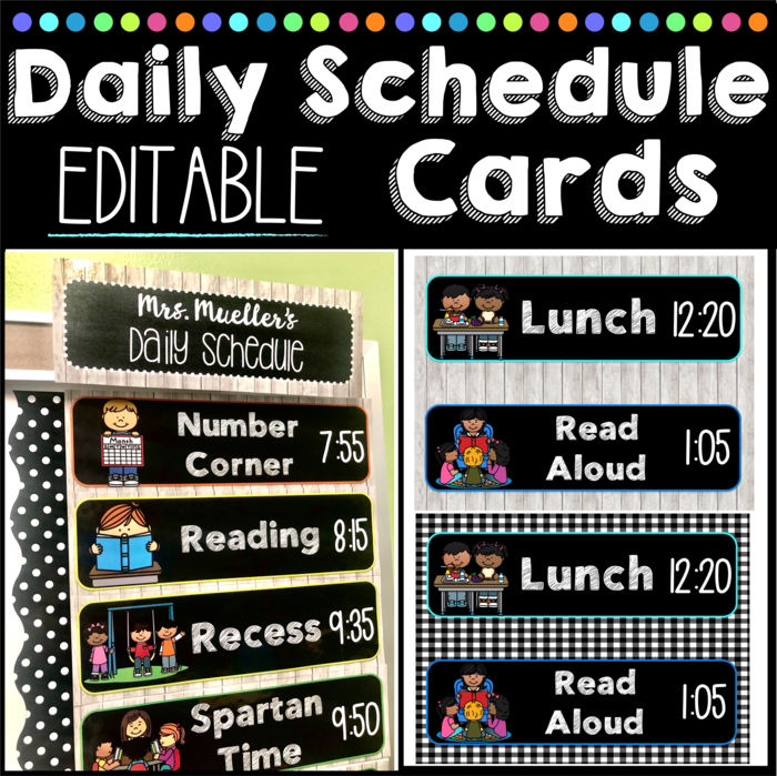 Editable Daily Schedule Cards Jana's Bananas