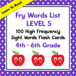fry word list level 5 100 high frequency sight words flash cards 4th - 6th grade