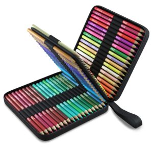 zenacolor 72 count color pencil set with case - giant pack of colored pencils for adult coloring and arts and crafts for adults and beginners - artist premium colored pencils soft, craft supplies