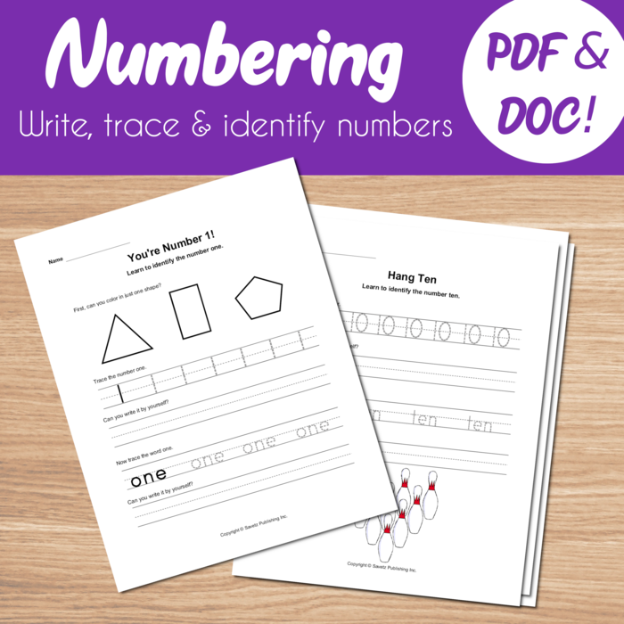 Numbering Worksheets