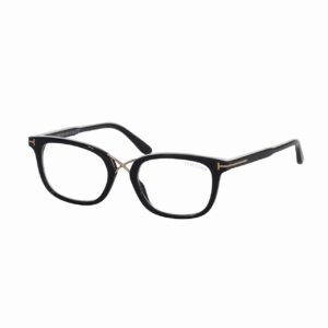 eyeglasses tom ford ft 5637 -b 001 shiny black, rose gold/blue block lenses