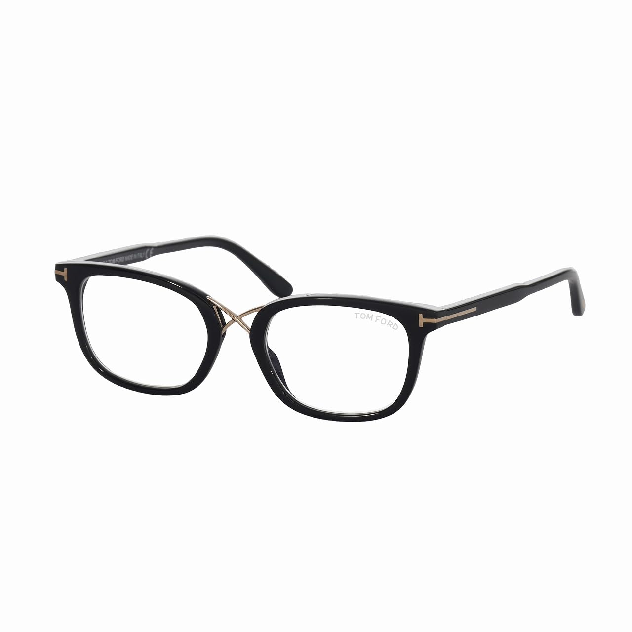 Eyeglasses Tom Ford FT 5637 -B 001 Shiny Black, Rose Gold/Blue Block Lenses