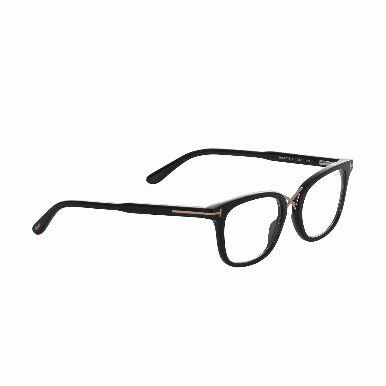 Eyeglasses Tom Ford FT 5637 -B 001 Shiny Black, Rose Gold/Blue Block Lenses