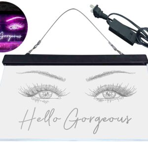 ADVPRO Hello Gorgeous Eyelash Beautiful Eye Room Dual Color LED Neon Sign White & Purple 16 x 12 Inches st6s43-i3776-wp